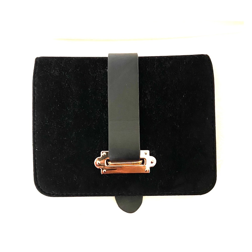 Velvet Belt Fannypack Clutch Purse Black Gold Tone
